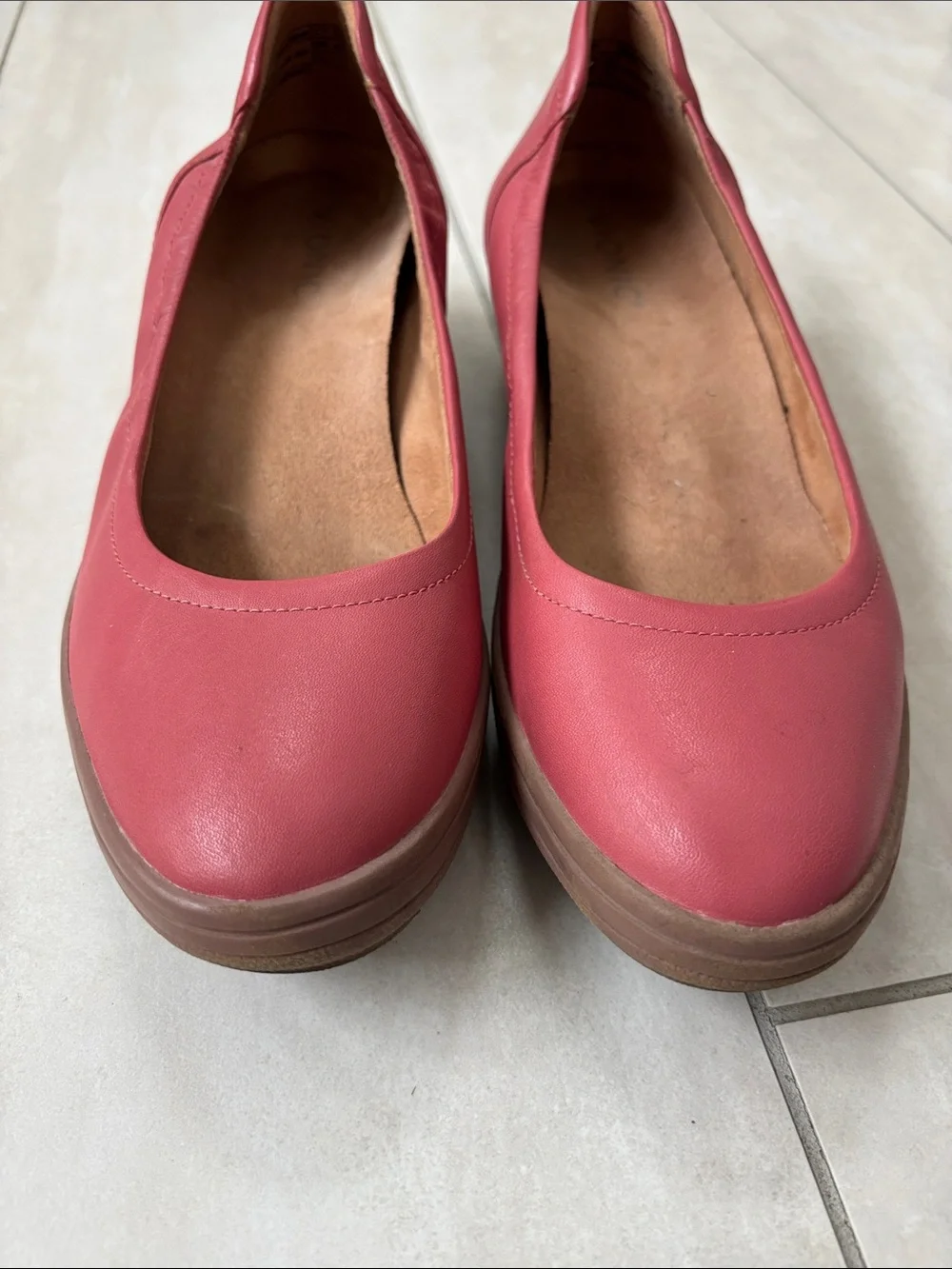 Vionic Jacey Wedge Leather Almond Toe Dusty Cedar Pink 8